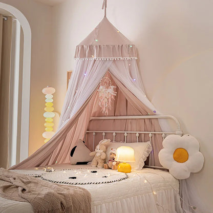 ciel de lit princesse rose poudre en dome muerani