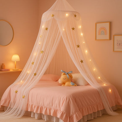 ciel de lit rose poudré bedskynet dans chambre enfant