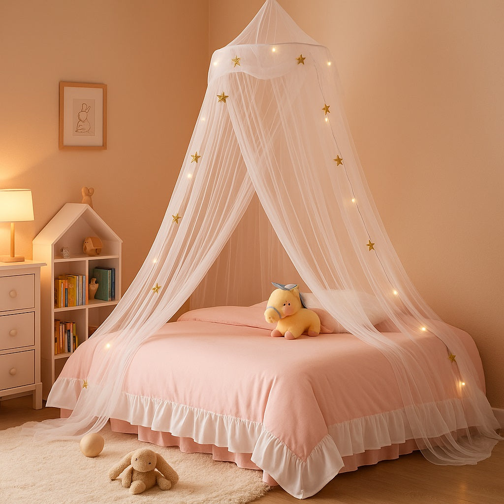 ciel de lit rose poudré bedskynet sur lit enfant