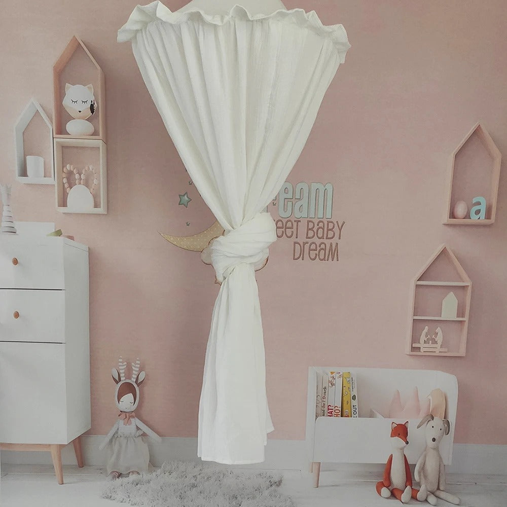 ciel de lit mousseline coton beige