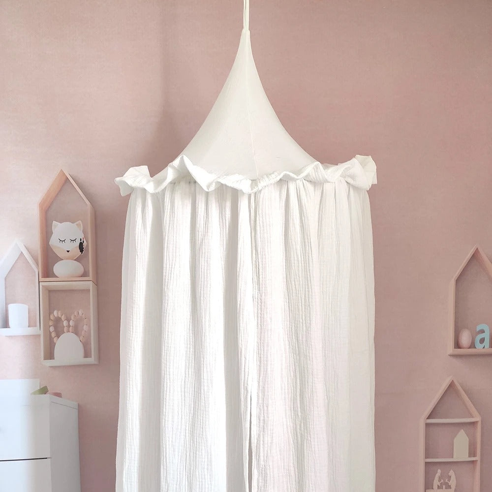 ciel de lit mousseline coton blanc