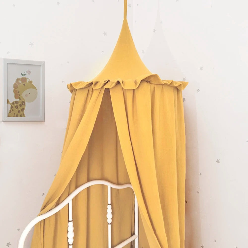 ciel de lit mousseline coton or accroche