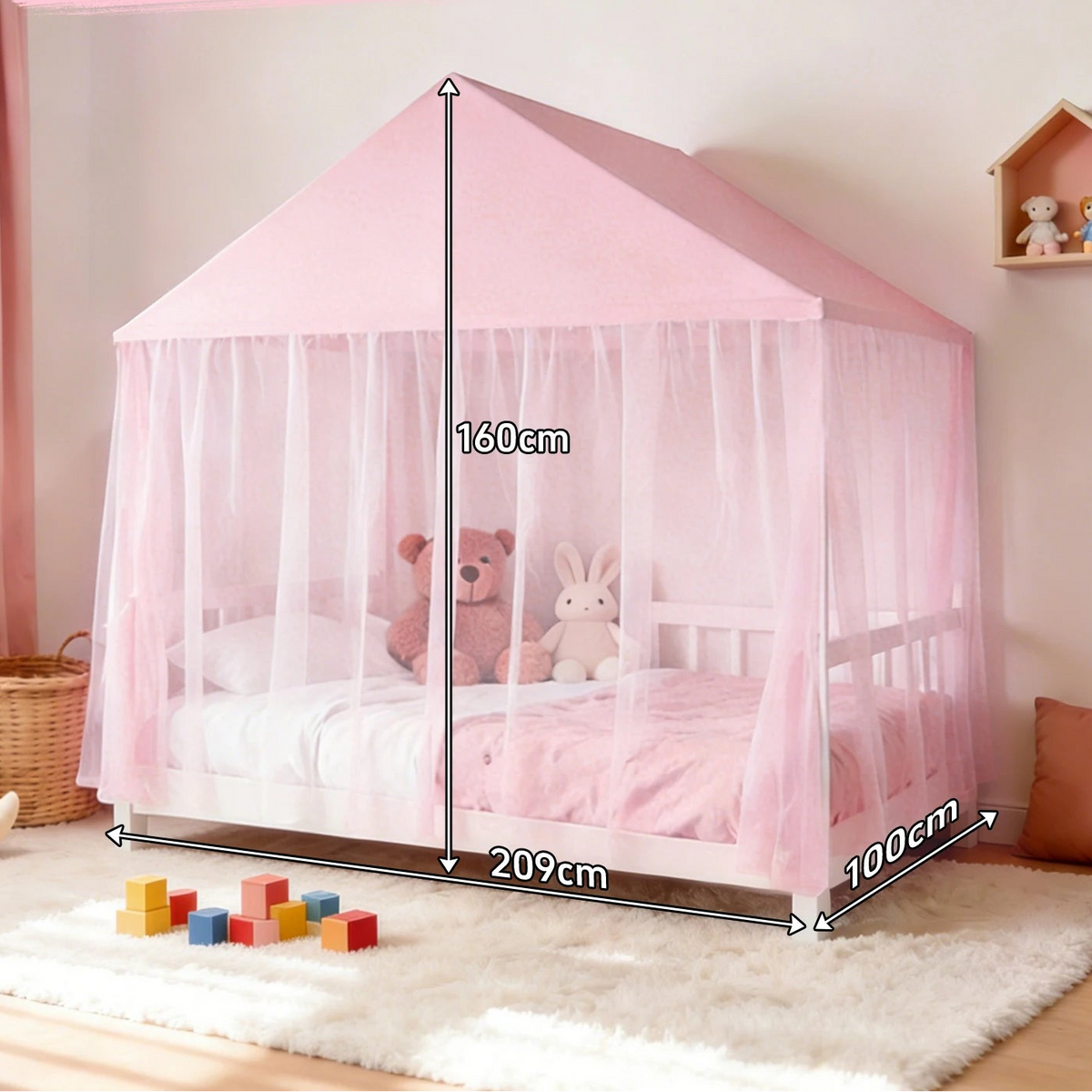 ciel de lit moustiquaire princesse rose – baldaquin maison pour lit cabane enfant  BaldaNet