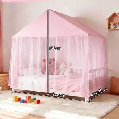 ciel de lit moustiquaire princesse rose – baldaquin maison pour lit cabane enfant  BaldaNet dimensions
