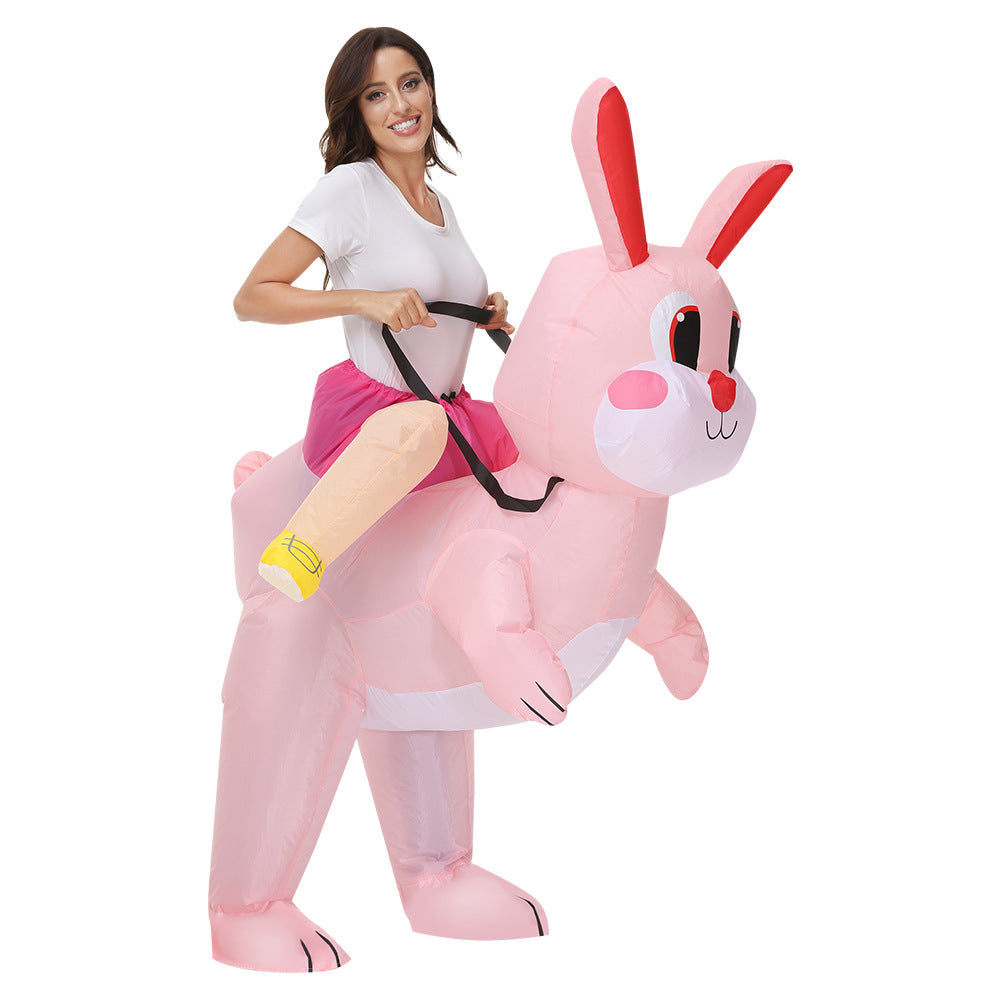 déguisement lapin gonflable rose pour halloween