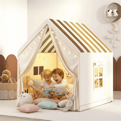 tente cabane enfant rose avec tapis et décorations | MagicNest™ - Mon Univers Enfant