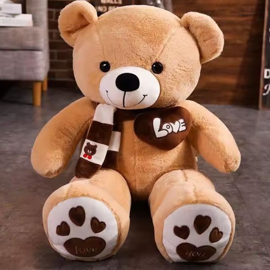 doudou ours en peluche geant 80 cm muebiodoux beige