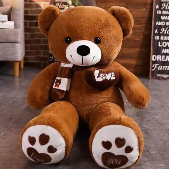 doudou ours en peluche geant 80 cm muebiodoux marron