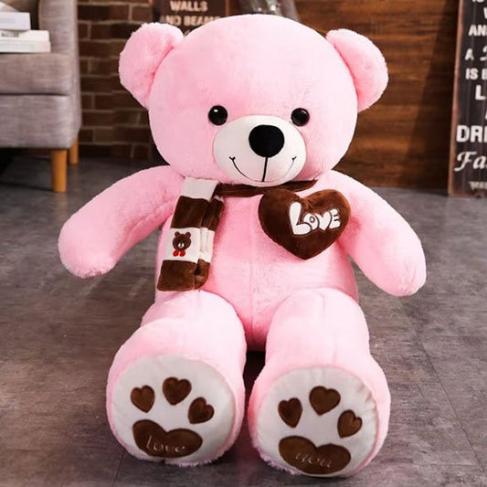 doudou ours en peluche geant 80 cm muebiodoux rose