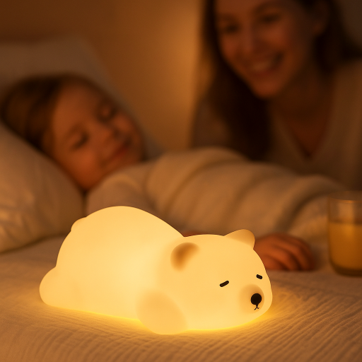 doux sommeil avec veilleuse enfant ours