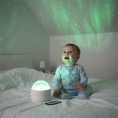enfant avec veilleuse projection magiclight lumiere blanche