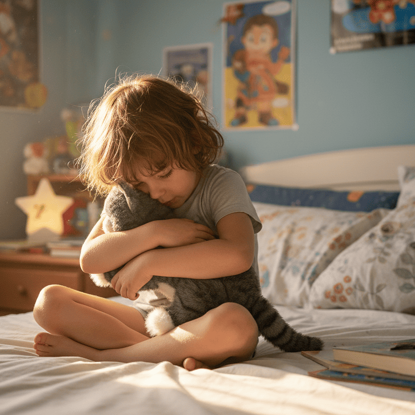 enfant caline peluche chat realiste gris catdoll