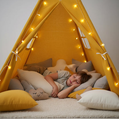 enfant couche dans tipi jaune gemtipi