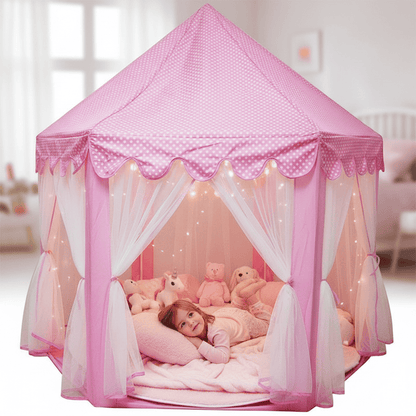enfant couché dans tente enfant tenteprincesse rose