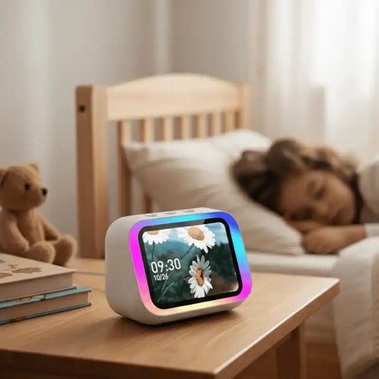 enfant dors avec son reveil educatif enfant avec haut parleur wiseclock