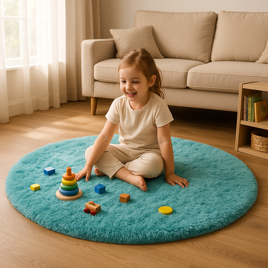  enfant fille assise sur tapis enfant rond RondCarpet