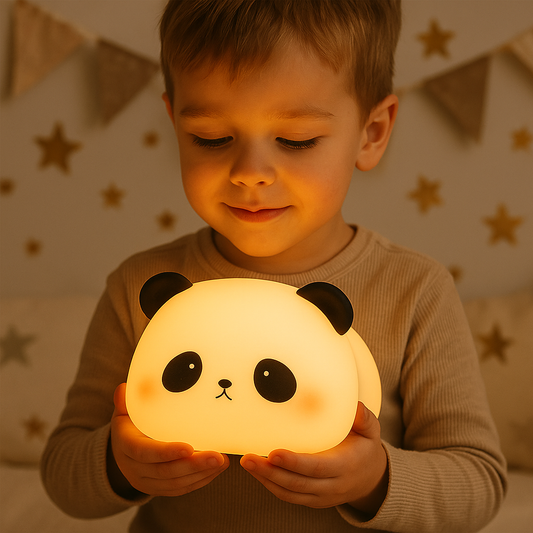 enfant porte sa veilleuse panda MueLamp