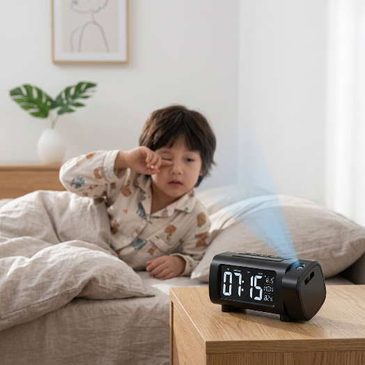 Enfant regardant le réveil au petit matin  nocturne