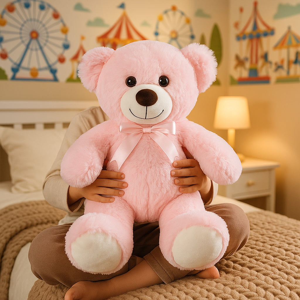enfant tenant un ours en peluche pelucheMueBear