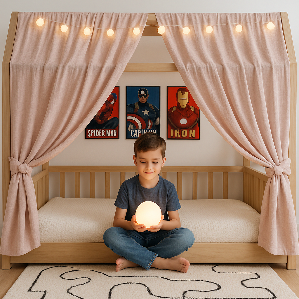 enfant-dans-ciel-de-lit-enfant-garcon-rose-muecabane