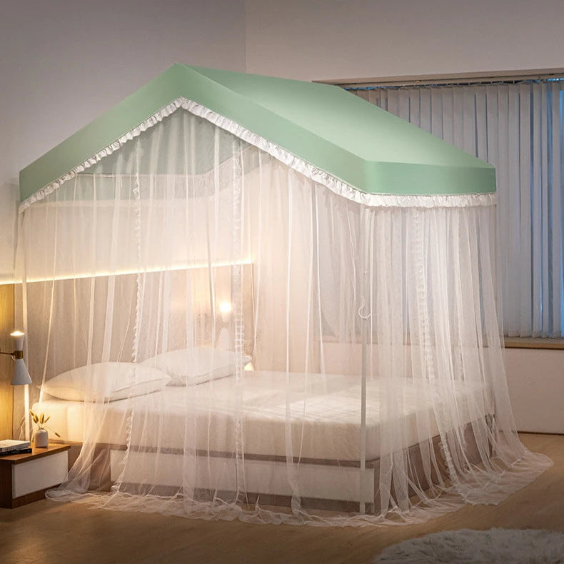 grand ciel de lit cabane vert anti moustiques