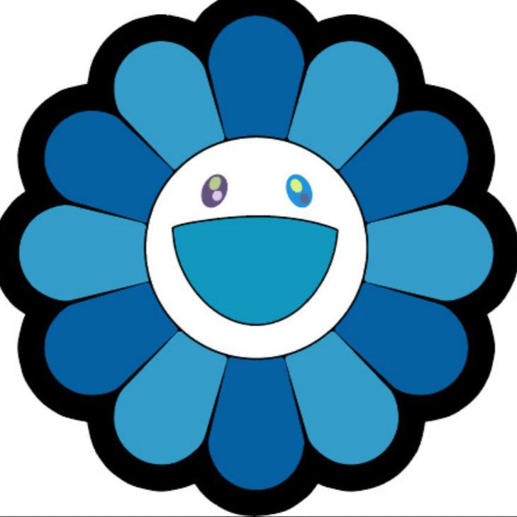 tapis enfant rond visage souriant muekidsmat bleu clair