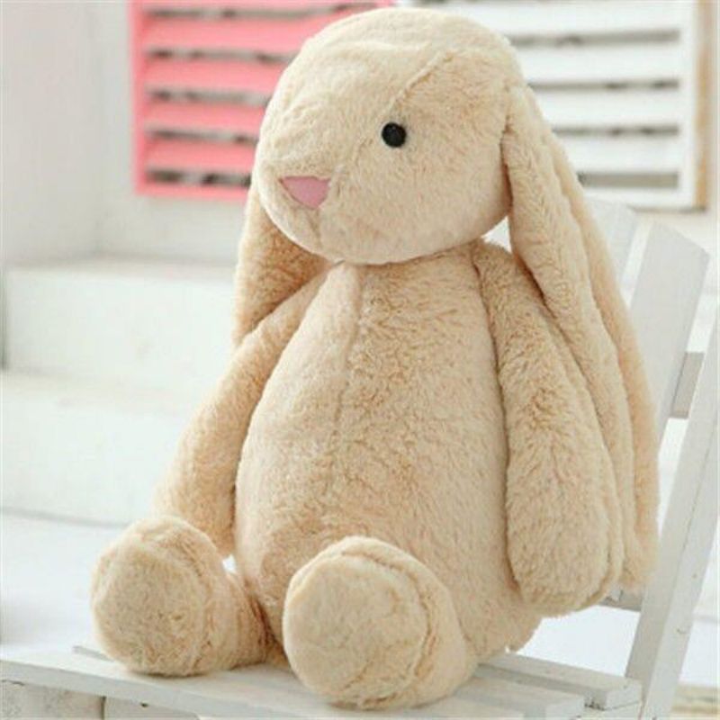lapin en peluche fourrure caline beige