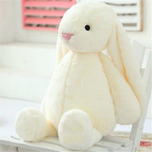 lapin en peluche fourrure caline blanche