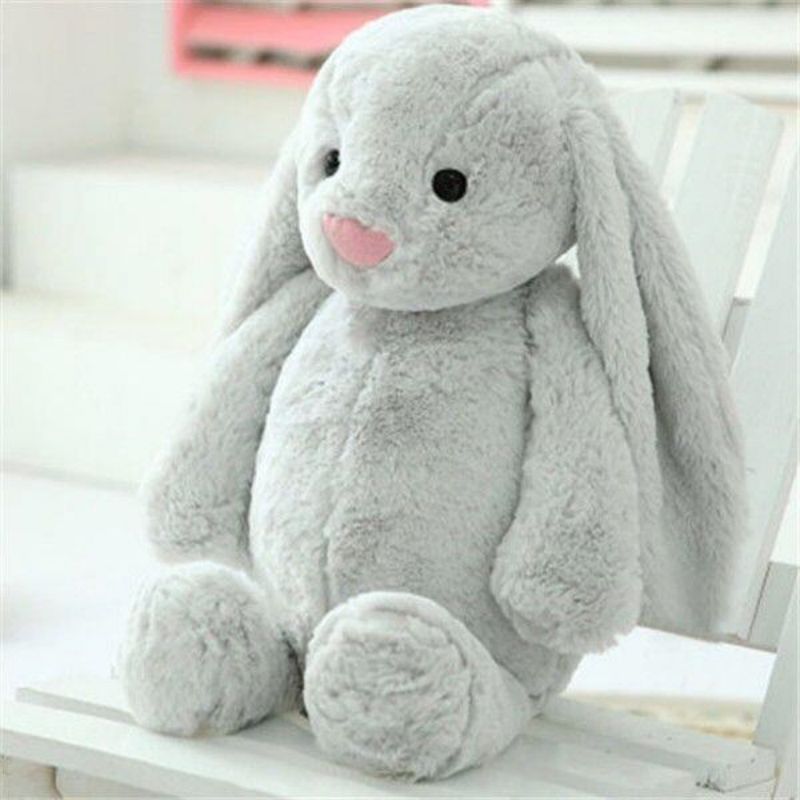 lapin en peluche fourrure caline grise