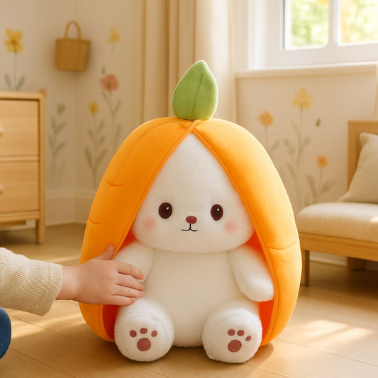 lapin en peluche transformable LapinFruit carotte