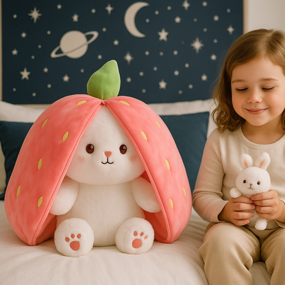 lapin en peluche transformable LapinFruit qui apaise les nuits