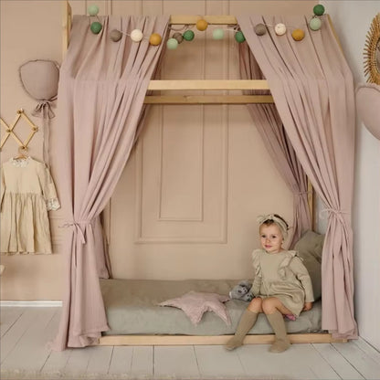 lit cabane ciel de lit rose