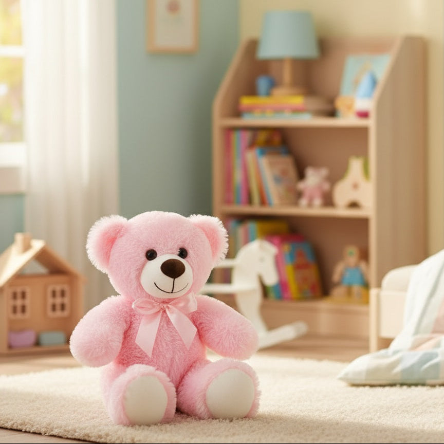 ours en peluche brun muebear rose