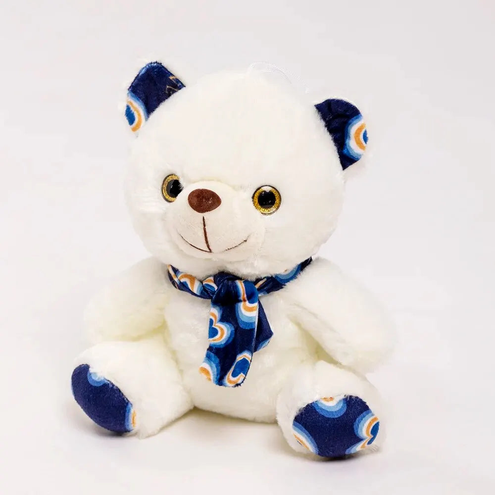 ours peluche bleu luckymueplush assis