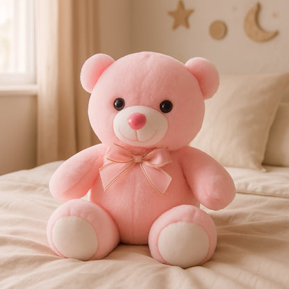 ours peluche ourson lumineux muebearplush rose sur lit enfant