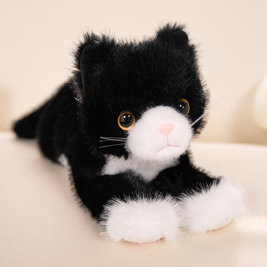 peluche chat realiste noir blanc catdoll