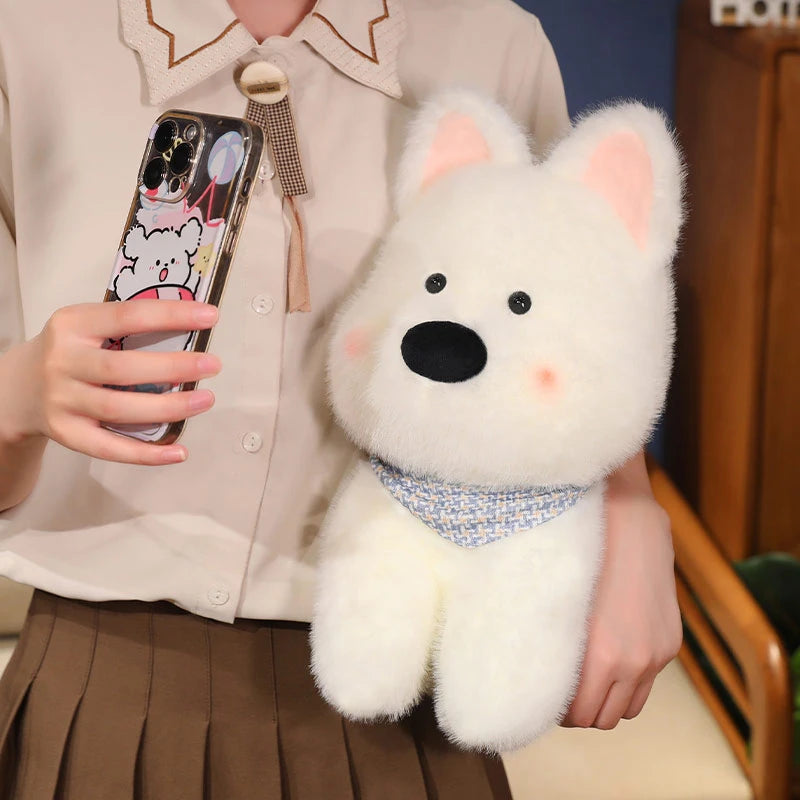 peluche chien doudouconfort blanc 40 cm