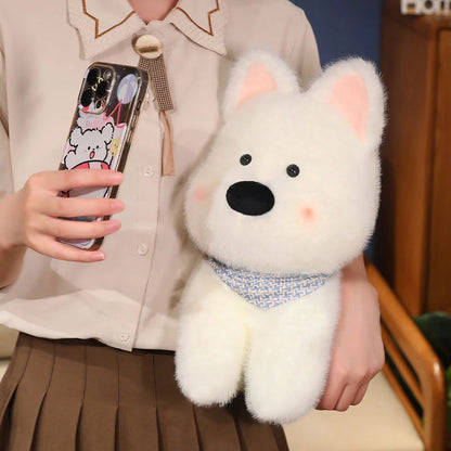 peluche chien doudouconfort blanc 40 cm
