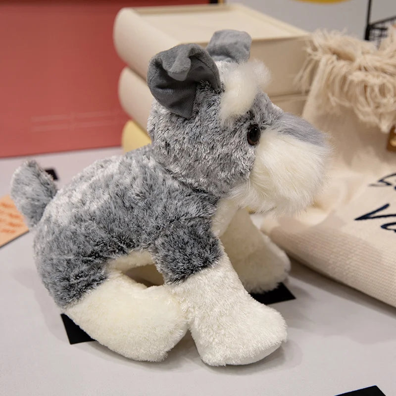 peluche chien mueschnauzer assis