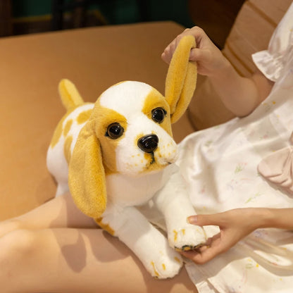 peluche chien realiste blanc doudou chien pour enfant puppydoll grandes oreilles
