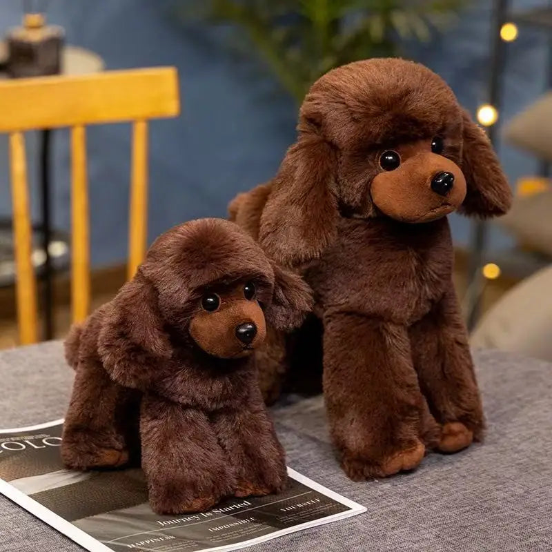 peluche chien realiste caniche longues pattes doudou enfant tout doux dogdoll marron 2 tailles