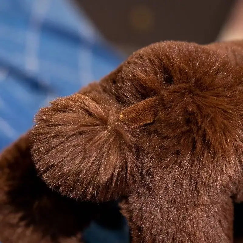 peluche chien realiste caniche longues pattes doudou enfant tout doux dogdoll marron long pelage