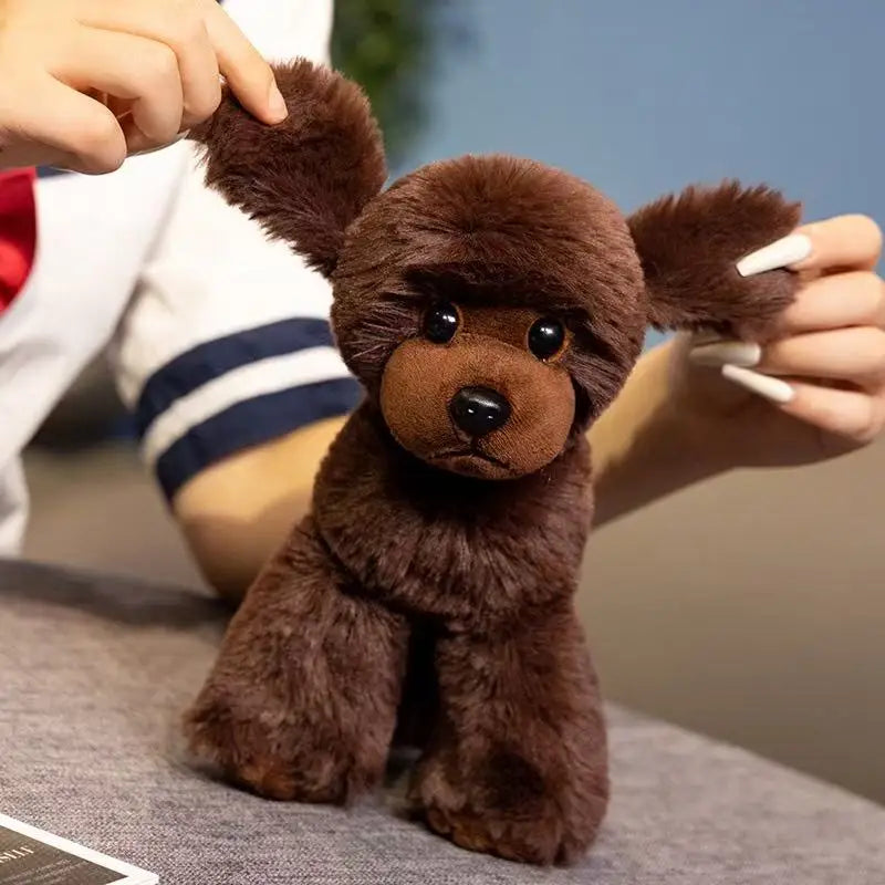 peluche chien realiste caniche longues pattes doudou enfant tout doux dogdoll marron longues oreilles
