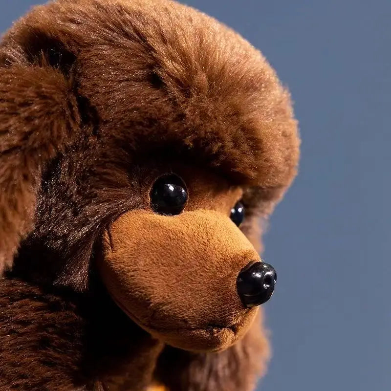 peluche chien realiste caniche longues pattes doudou enfant tout doux dogdoll marron mignon