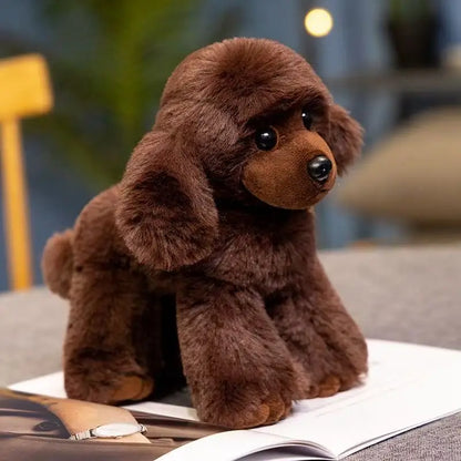 peluche chien realiste caniche longues pattes doudou enfant tout doux dogdoll marron