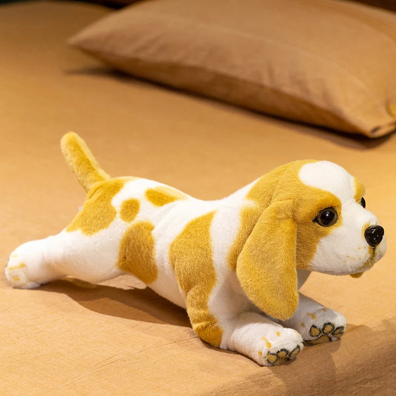 peluche chien realiste jaune miel doudou chien pour enfant puppydoll