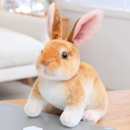 peluche lapin réaliste brun RabbitPlush assis oreilles droites