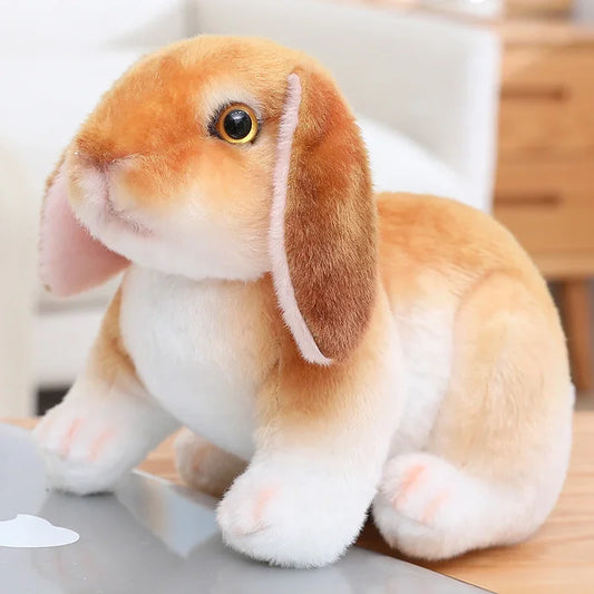 peluche lapin réaliste brun RabbitPlush assis