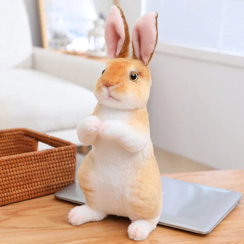 peluche lapin réaliste brun RabbitPlush debout oreilles droites