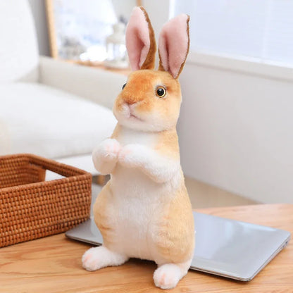 peluche lapin réaliste brun RabbitPlush debout oreilles droites